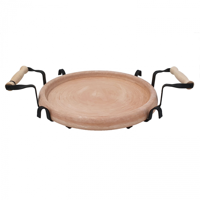 RAKI PROFI Tava ceramica 34cm cu suport metalic, pentru copt si servit, Saci bulgaresc [1]