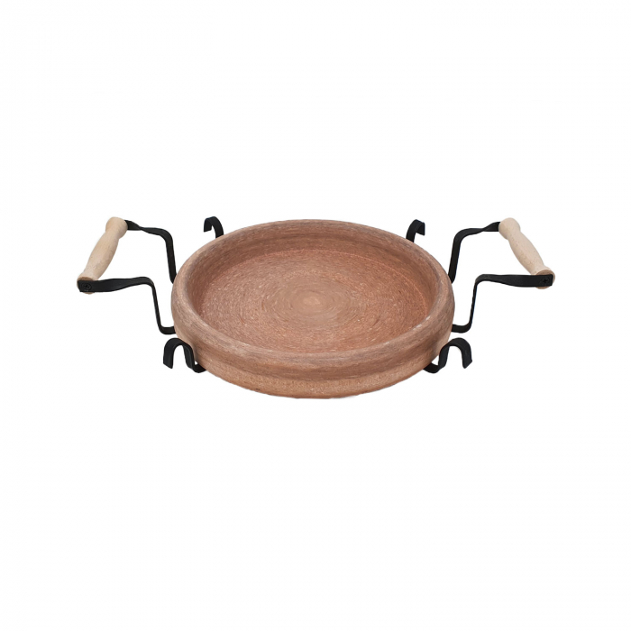 RAKI PROFI Tava ceramica adanca 28cm cu suport metalic, pentru copt si servit, Saci bulgaresc [1]