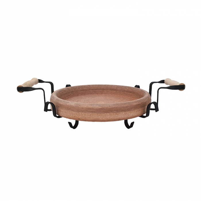 RAKI PROFI Tava ceramica adanca 28cm cu suport metalic, pentru copt si servit, Saci bulgaresc [2]