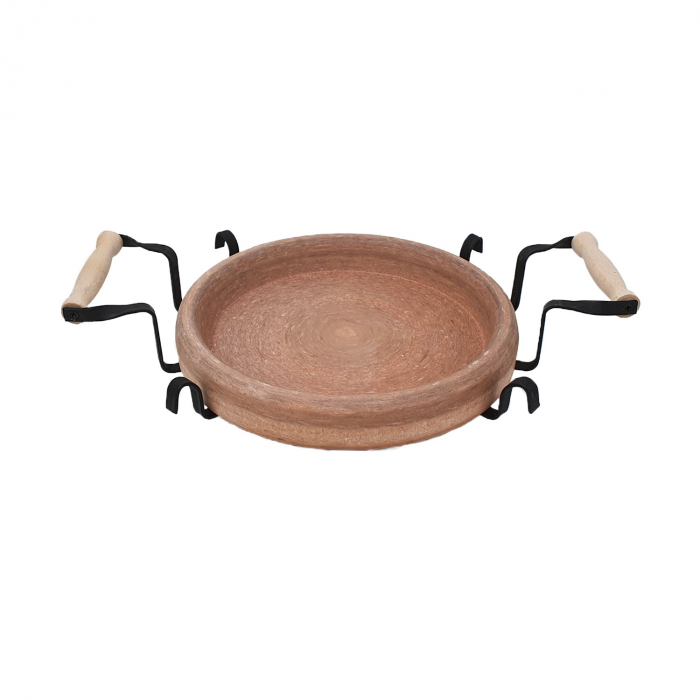 RAKI PROFI Tava ceramica adanca 32cm cu suport metalic, pentru copt si servit, Saci bulgaresc [1]