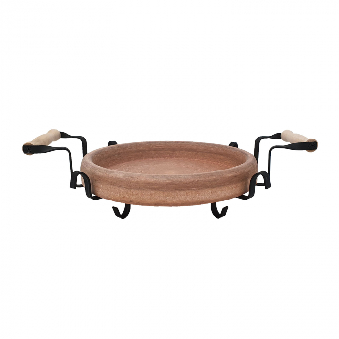 RAKI PROFI Tava ceramica adanca 32cm cu suport metalic, pentru copt si servit, Saci bulgaresc [2]