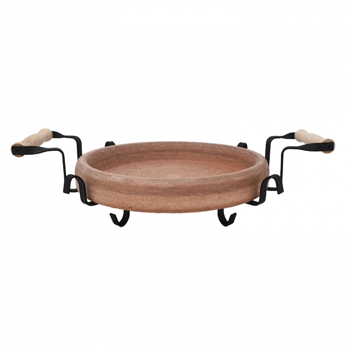 RAKI PROFI Tava ceramica adanca 34cm cu suport metalic, pentru copt si servit, Saci bulgaresc [2]