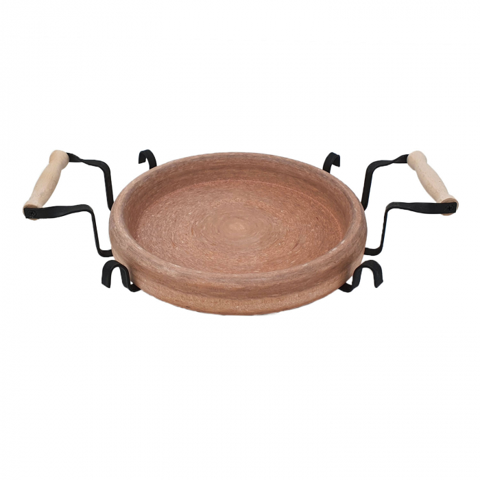 RAKI PROFI Tava ceramica adanca 34cm cu suport metalic, pentru copt si servit, Saci bulgaresc [1]