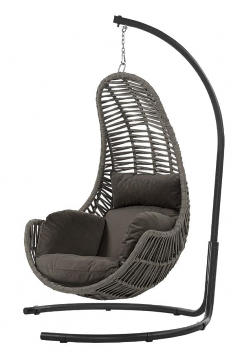 RAKI RAVENA Fotoliu suspendat antracit pentru gradina, cadru metalic, tesatura rezistenta [1]