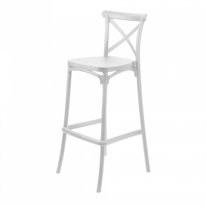 RAKI RAVENA Scaun inalt pentru bar, 38,5x44xh103cm, suprapozabil, polipropilena, alb [1]