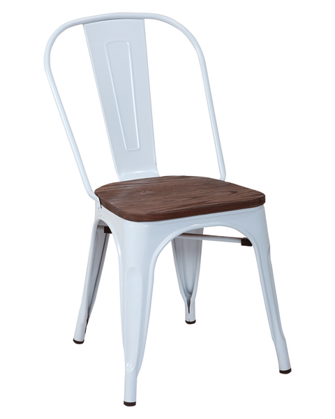 RAKI RETRO Scaun metalic 51x44x84cm sezut lemn WHITE [1]