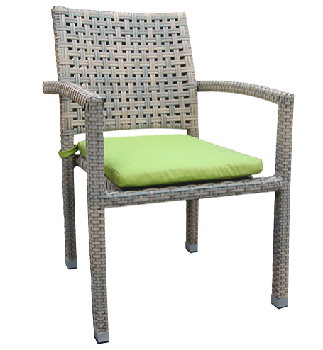 RAKI ROKHA Scaun gradina/terasa cu brate, poliratan, cadru aluminiu, perna verde [1]