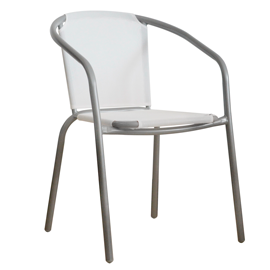 RAKI Scaun cu sezut si spatar din panza alba cu cadru metalic gri, 58x53xh77cm [1]