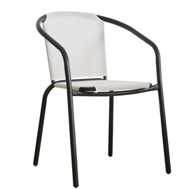 RAKI Scaun cu sezut si spatar din panza alba cu cadru metalic negru, 58x53xh77cm [1]