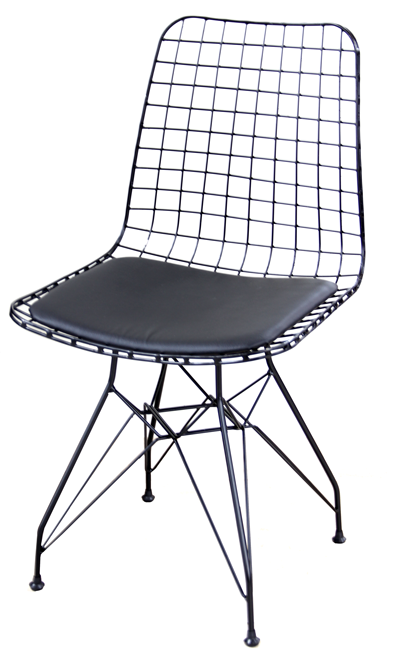 RAKI Scaun metalic tip plasa negru cu perna [1]