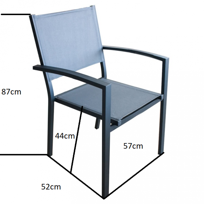 RAKI Scaun terasa/gradina cu brate, din panza cu cadru aluminiu, 57x52xh87cm [2]