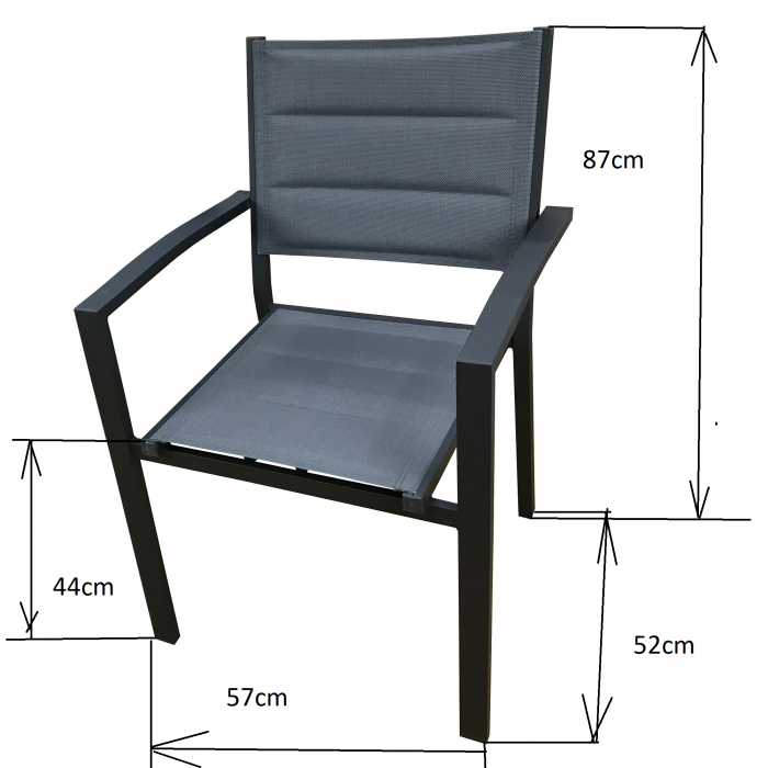 RAKI Scaun terasa/gradina cu brate, din panza dubla cu cadru aluminiu, 57x52xh87cm [4]