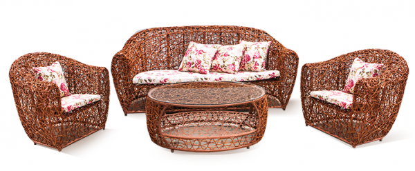 RAKI Set mobiler terasa, gradina poliratan  4 piese culoare natural [1]