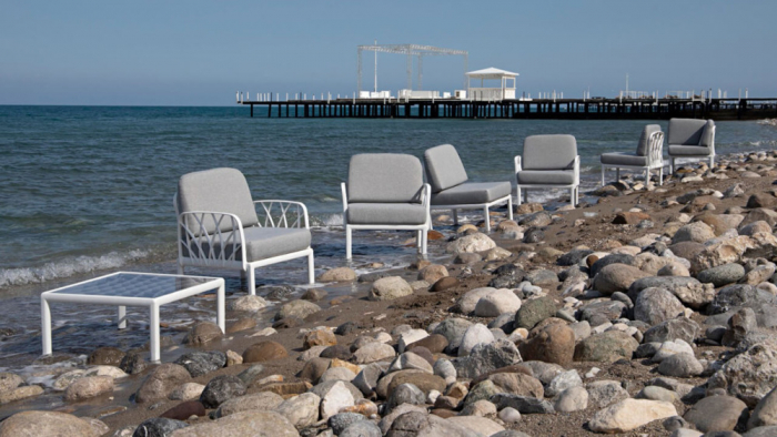 RAKI Set mobilier gradina/terasa, canapea dubla, 2 fotolii, masa, modular, polipropilena, alb [8]