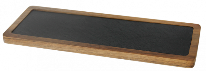 RAKI Set Platou servire ardezie 31x9cm cu suport lemn 33x12x1,5cm [1]
