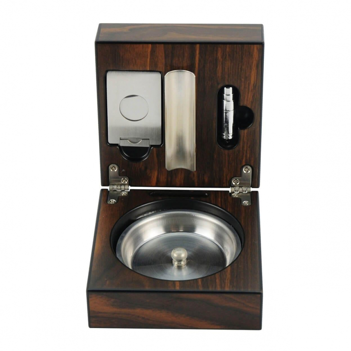 RAKI Set scrumiera trabucuri pliabila cu cutter si puncher, 12x12xh7cm [2]