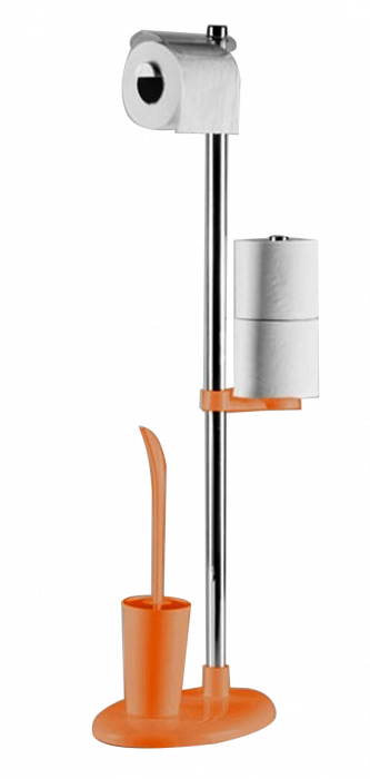 RAKI Set suport hartie igienica cu perie WC orange 27x19xh75cm [1]