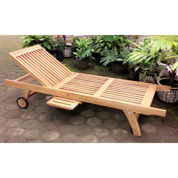 RAKI Sezlong lemn cu suport lateral 200x65xh35cm [2]