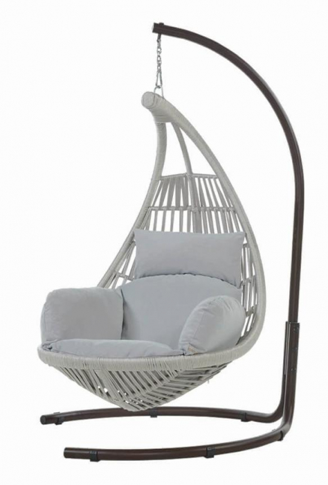 RAKI SIENA Scaun suspendat pentru gradina, gri, cadru metalic, tesatura rezistenta [1]