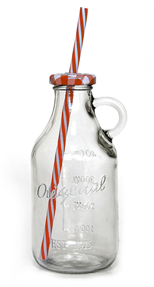 RAKI Sticla cu pai si capac pentru bauturi, 500ml, din sticla [1]