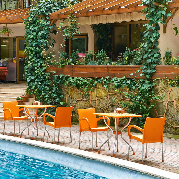 RAKI SUMELA Scaun gradina cu brate, portocaliu, plastic, picioare aluminiu, 46x47xh81cm [4]