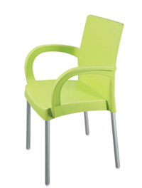 RAKI SUMELA Scaun gradina cu brate, verde, plastic, picioare aluminiu, 46x47xh81cm [2]