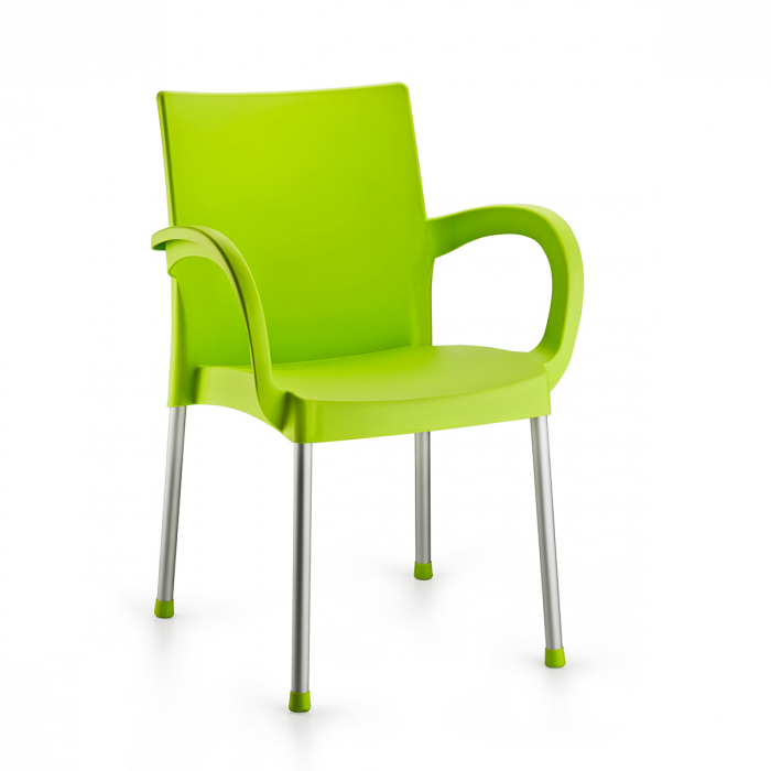 RAKI SUMELA Scaun gradina cu brate, verde, plastic, picioare aluminiu, 46x47xh81cm [1]