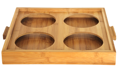 RAKI Suport bambus pentru 4 borcane 38x38xh5cm [1]