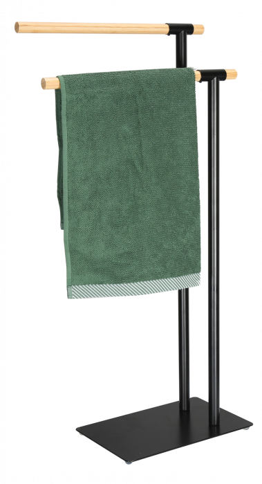 RAKI Suport metalic prosop baie baza 30x20cm si brate bambus 39xh71/80cm [2]