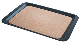 RAKI Tava servire dreptunghiulara cu baza din pluta, 44x32cm, plastic, neagra [1]