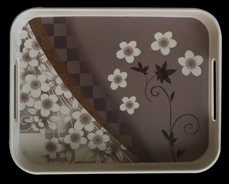 RAKI Tava servire FLOWER-1 cu decor, 33x26cm, melamina [1]