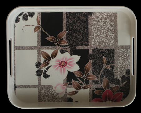 RAKI Tava servire FLOWER-2 cu decor floare, 33x26cm, melamina [1]
