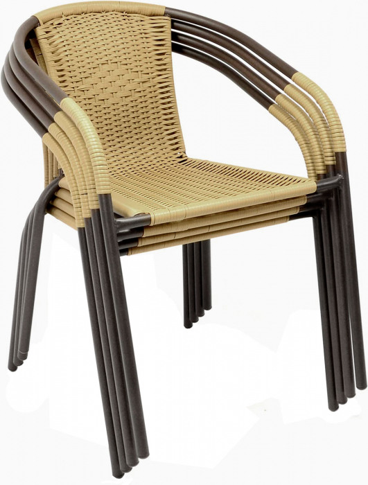 RAKI TORRES BISTRO Scaun cu brate bistro/cafenea, impletitura poliratan bej, cadru metalic negru, 56x56xh72cm [2]