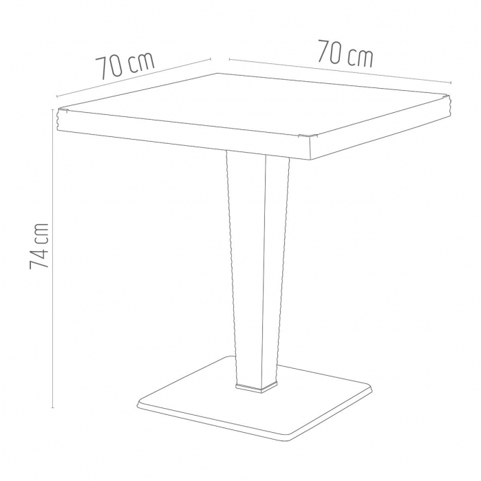 RAKI TOSCANA Masa patrata gri, 70x70xh74cm, plastic cu textura tip ratan, blat din sticla, baza metalica [4]