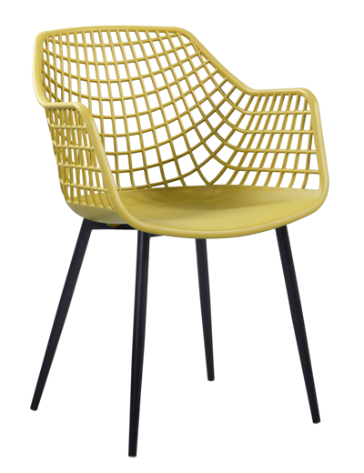 RAKI TOYAMA Scaun terasa/cafenea, polipropilena cu picioare metalice, 56x57xh84cm, galben/negru [1]
