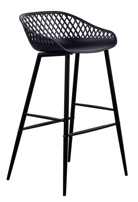 RAKI TOYAMA Scaun bar negru din polipropilena cu picioare metalice, 48x47xh95cm [1]
