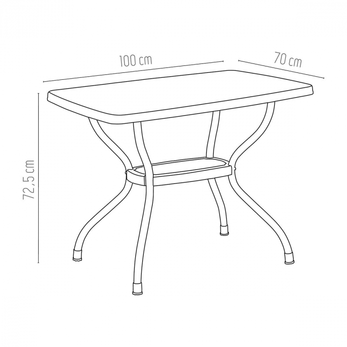 RAKI VEGA Masa gradina, terasa dreptunghiulara, 100x70xh73cm, galbena, blat plastic, picioare aluminiu [2]
