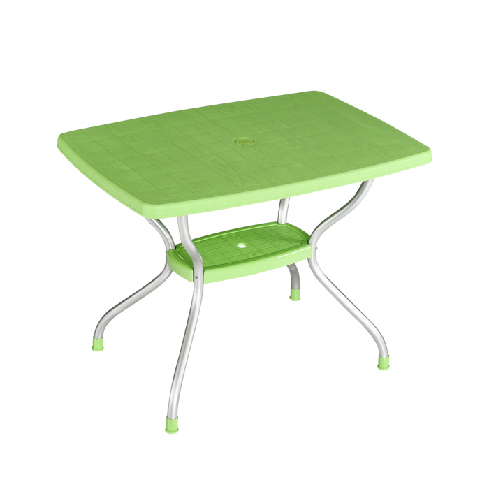 RAKI VEGA Masa gradina, terasa dreptunghiulara, 100x70xh73cm, verde, blat plastic, picioare aluminiu [1]