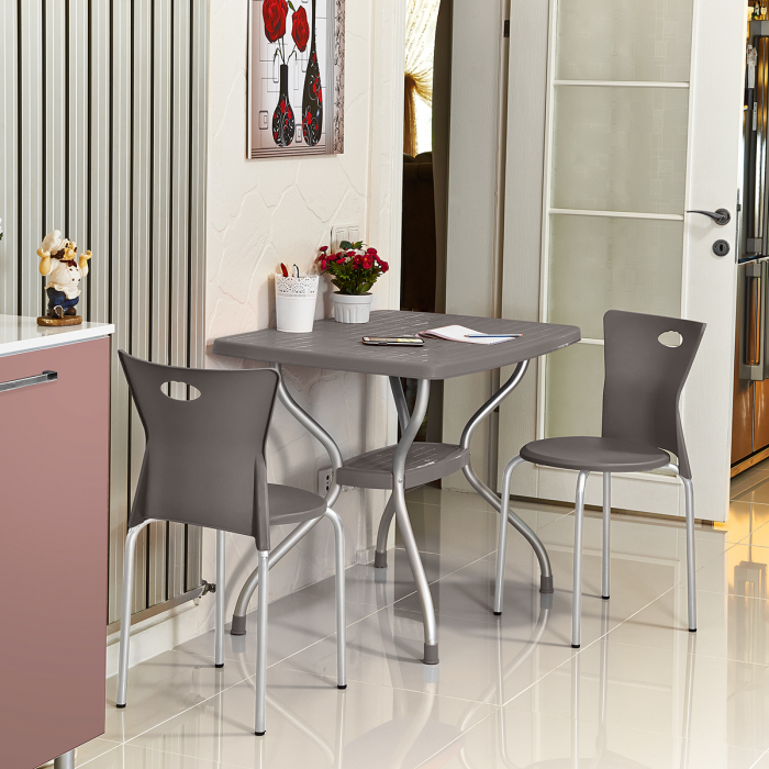 RAKI VEGA Scaun polipropilena cu picioare aluminiu, 39x39xh79cm, albastru deschis [4]