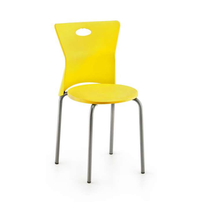 RAKI VEGA Scaun polipropilena cu picioare aluminiu, 39x39xh79cm, galben [2]