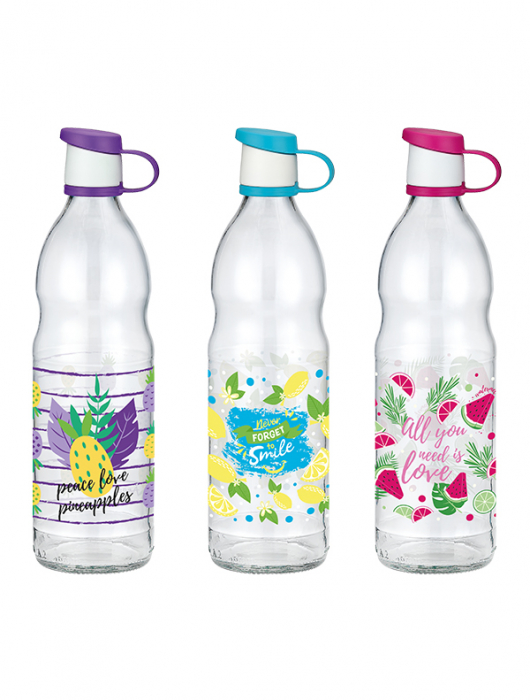 RAKI ZEN Sticla pentru apa cu decor 1l, din sticla, diferite decoruri si culori [3]