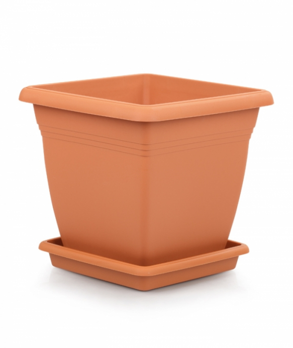 SERINOVA VILA Ghiveci patrat pentru flori 40x40xh36cm 32l culoare cafea [1]