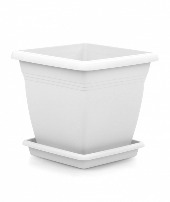 SERINOVA VILA Ghiveci patrat pentru flori 50x50xh46,5cm 64l culoare alba [1]