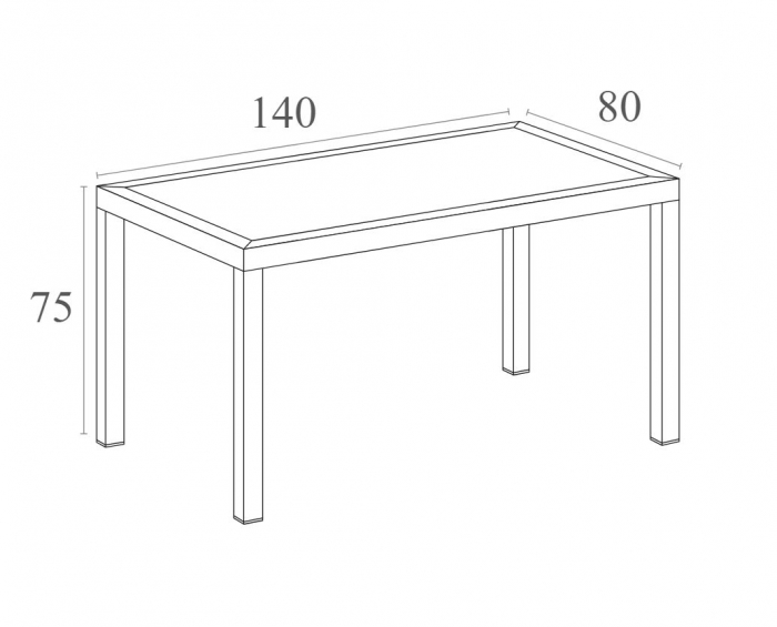 SIESTA ARES Masa dreptunghiulara, 140x80xh75cm, neagra, plastic [4]