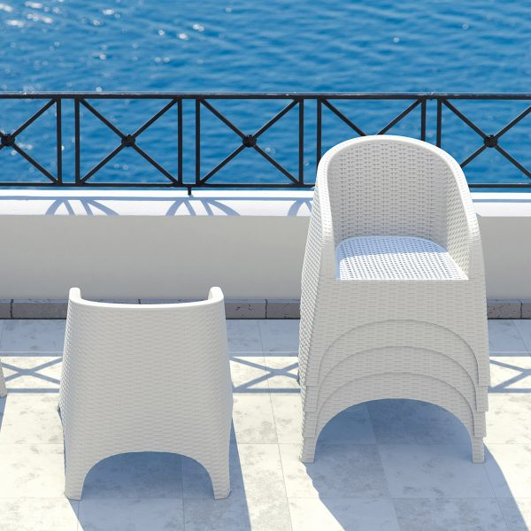 SIESTA ARUBA Fotoliu aspect ratan, 74x75xh80cm, plastic cu fibra de sticla, aspect ratan, alb [7]