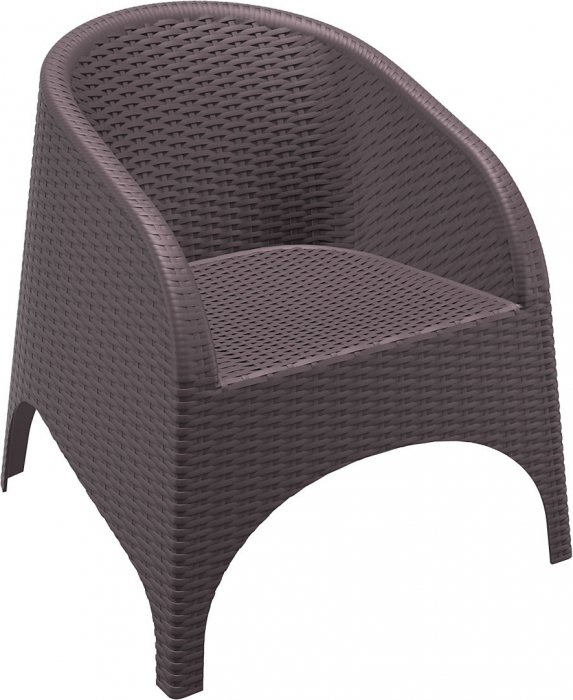 SIESTA ARUBA Fotoliu aspect ratan, 74x75xh80cm, plastic cu fibra de sticla, aspect ratan, maro [1]