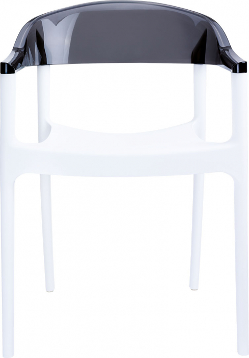 SIESTA CARMEN Scaun gradina cu brate, 49x53xh79cm, plastic, alb cu spatar negru transparent [2]