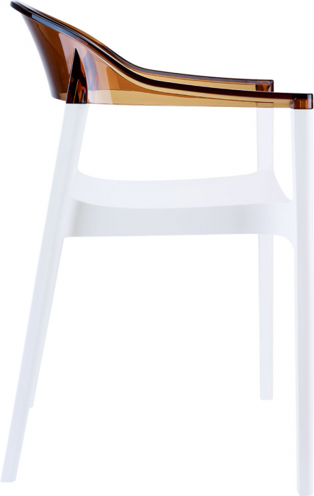 SIESTA CARMEN Scaun gradina cu brate, 49x53xh79cm, plastic, alb cu statar chihlimbar transparent [3]