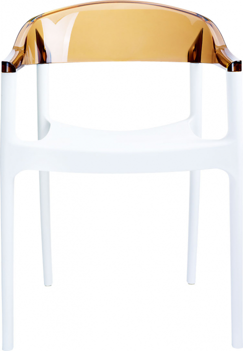 SIESTA CARMEN Scaun gradina cu brate, 49x53xh79cm, plastic, alb cu statar chihlimbar transparent [2]