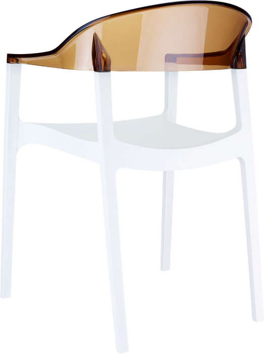 SIESTA CARMEN Scaun gradina cu brate, 49x53xh79cm, plastic, alb cu statar chihlimbar transparent [4]